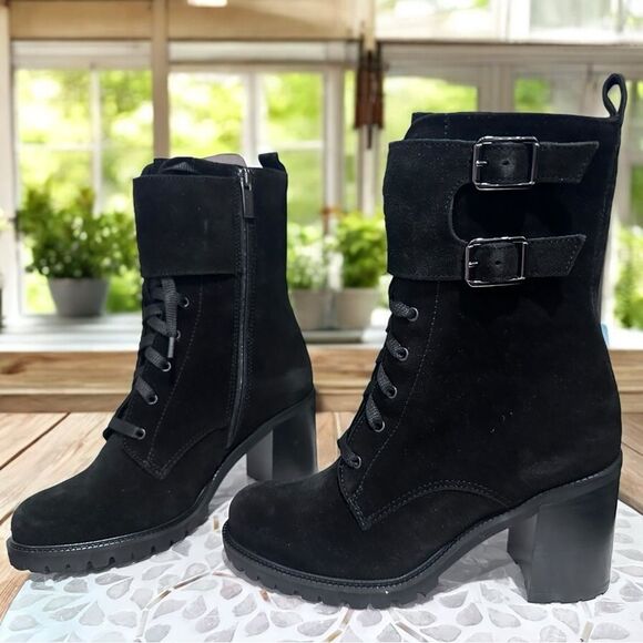 La CANADIENNE Power Lace-Up Waterproof Combat Boot Black Suede Size 5 - Picture 7 of 13
